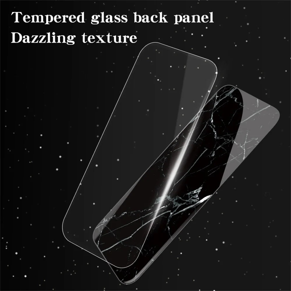 For iPhone 17 Pro Max Case Marble Pattern Tempered Glass+PC+TPU Protective Phone Cover - Flying Pigeon Marble - 4