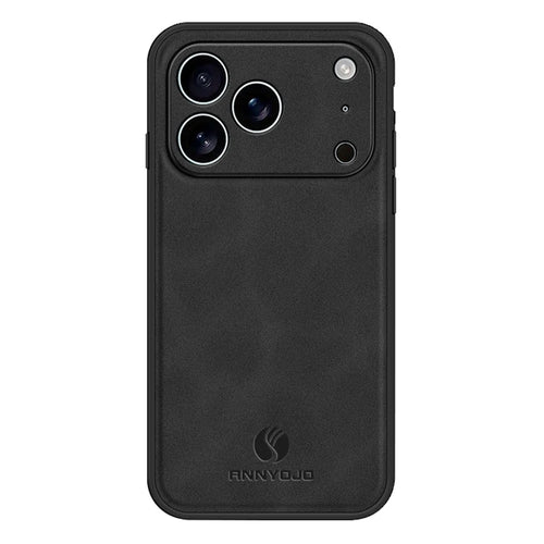 ANNYOJO For iPhone 17 Pro Max Case PU Leather + PC + TPU Anti Drop Phone Back Cover - Black - 1