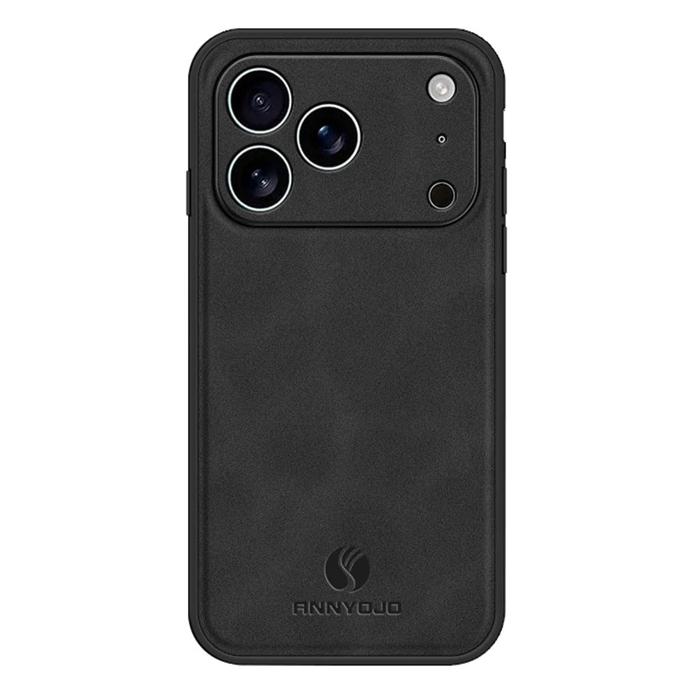 ANNYOJO For iPhone 17 Pro Max Case PU Leather + PC + TPU Anti Drop Phone Back Cover - Black - 1