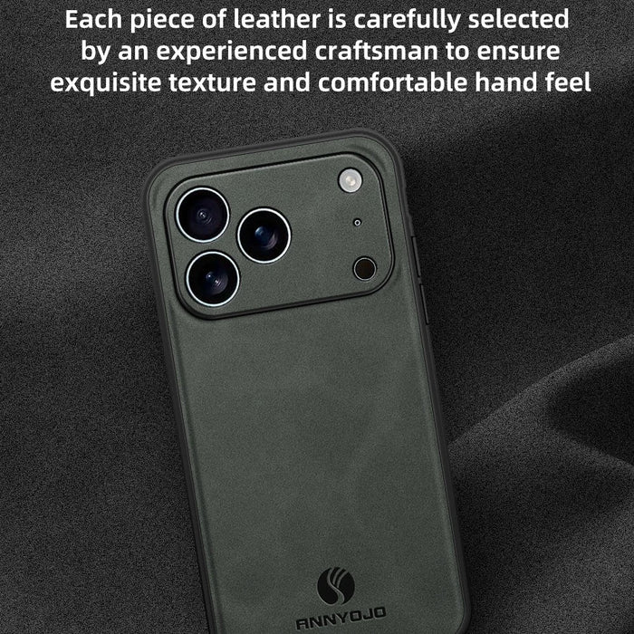 ANNYOJO For iPhone 17 Pro Max Case PU Leather + PC + TPU Anti Drop Phone Back Cover - Black - 2