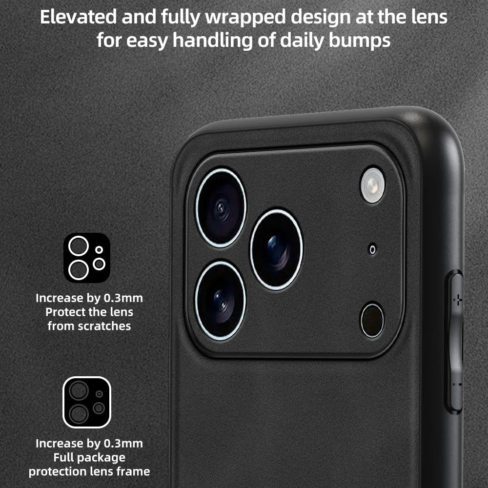 ANNYOJO For iPhone 17 Pro Max Case PU Leather + PC + TPU Anti Drop Phone Back Cover - Black - 3