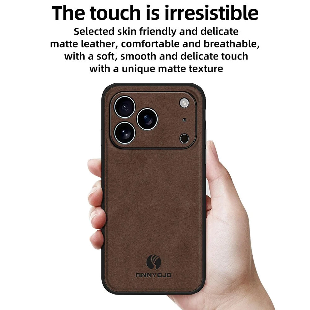ANNYOJO For iPhone 17 Pro Case PU Leather + PC + TPU Anti Drop Phone Back Cover - Grey - 6