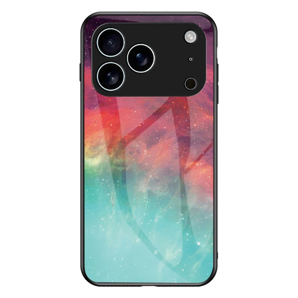 For iPhone 17 Pro Case Starry Sky Pattern Tempered Glass Phone Cover - Color Starry Sky - 1