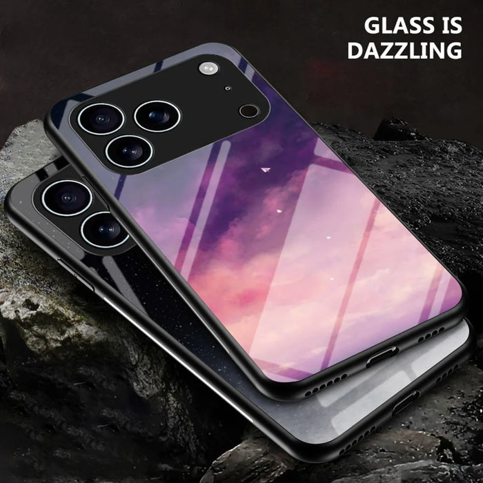 For iPhone 17 Pro Case Starry Sky Pattern Tempered Glass Phone Cover - Color Starry Sky - 3