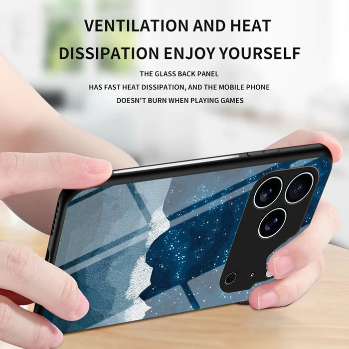 For iPhone 17 Pro Case Starry Sky Pattern Tempered Glass Phone Cover - Color Starry Sky - 5