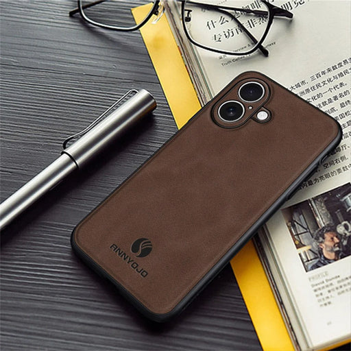 ANNYOJO For iPhone 17 Case PU Leather + PC + TPU Anti Drop Phone Back Cover - Coffee - 2