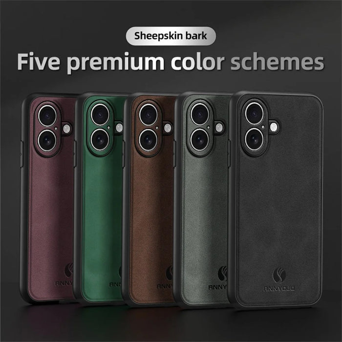 ANNYOJO For iPhone 17 Case PU Leather + PC + TPU Anti Drop Phone Back Cover - Coffee - 7