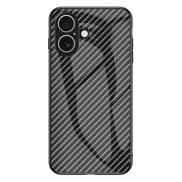 For iPhone 17 Case Tempered Glass Shockproof Phone Cover - Black Fiber - 1