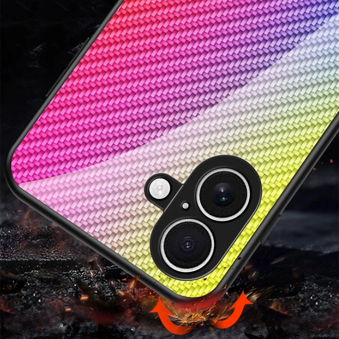 For iPhone 17 Case Tempered Glass Shockproof Phone Cover - Black Fiber - 3