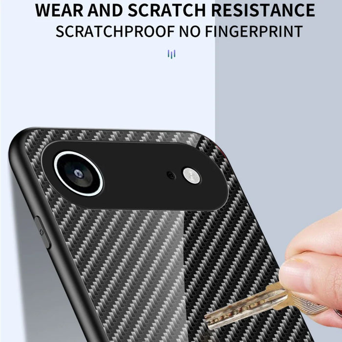 For iPhone Air Case Tempered Glass Shockproof Phone Cover - Black Fiber - 4