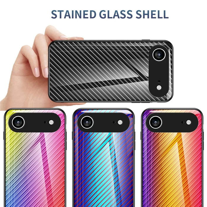 For iPhone Air Case Tempered Glass Shockproof Phone Cover - Black Fiber - 7