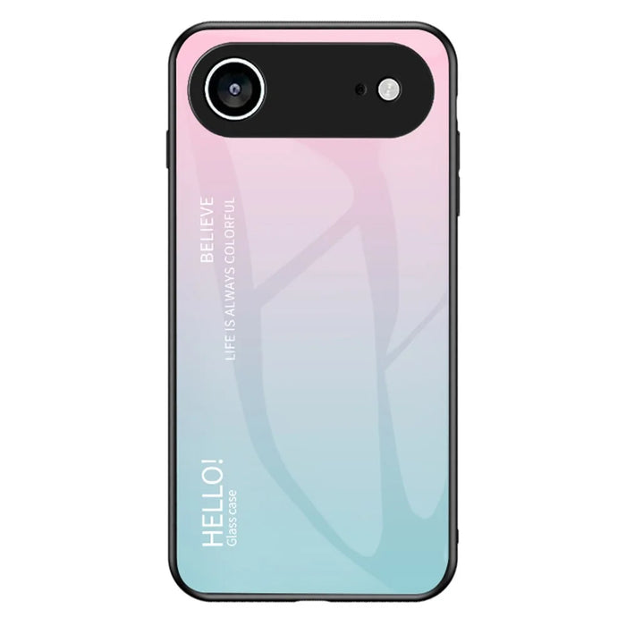For iPhone Air Case Anti-Scratch Tempered Glass + PC + TPU Phone Cover - Gradient Pink Blue - 1