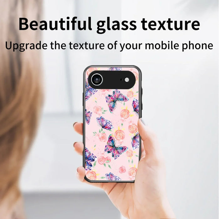 For iPhone Air Case Butterfly Pattern TPU + Tempered Glass Protective Phone Cover - Colorful Butterfly - 4