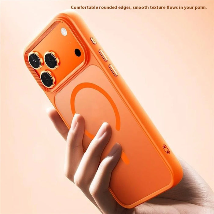 For iPhone 17 Pro Max Magnetic Case Skin-Feel Rubberized PC + TPU Phone Cover Compatible with MagSafe - Orange - 2