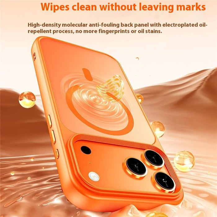 For iPhone 17 Pro Max Magnetic Case Skin-Feel Rubberized PC + TPU Phone Cover Compatible with MagSafe - Orange - 3