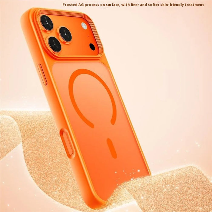For iPhone 17 Pro Max Magnetic Case Skin-Feel Rubberized PC + TPU Phone Cover Compatible with MagSafe - Orange - 5