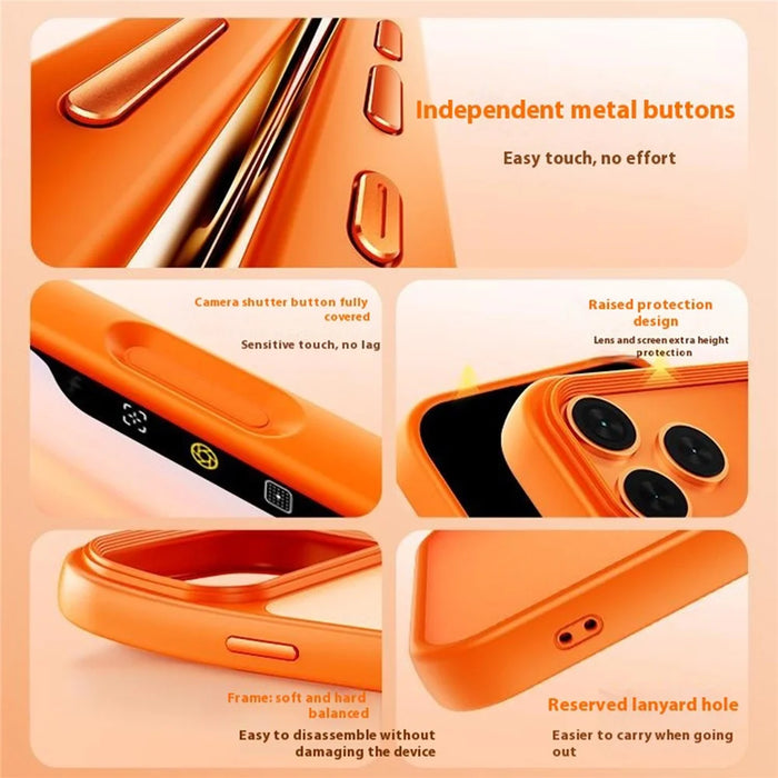 For iPhone 17 Pro Max Magnetic Case Skin-Feel Rubberized PC + TPU Phone Cover Compatible with MagSafe - Orange - 6