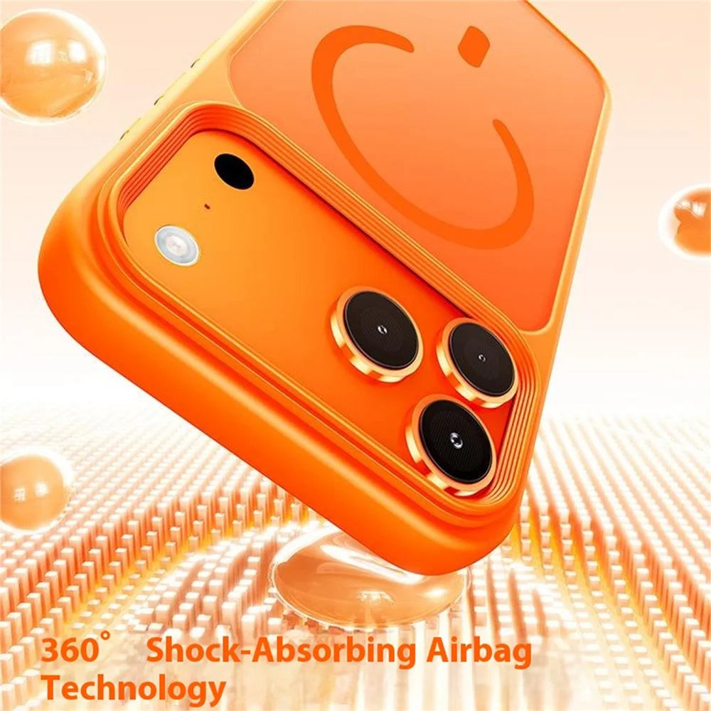 For iPhone 17 Pro Magnetic Case Skin-Feel Rubberized PC + TPU Phone Cover Compatible with MagSafe - Orange - 4