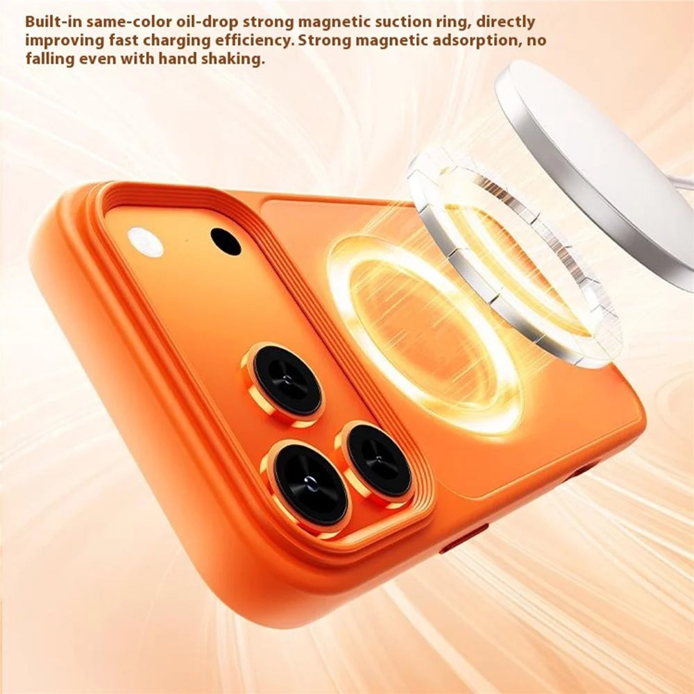 For iPhone 17 Pro Magnetic Case Skin-Feel Rubberized PC + TPU Phone Cover Compatible with MagSafe - Orange - 7