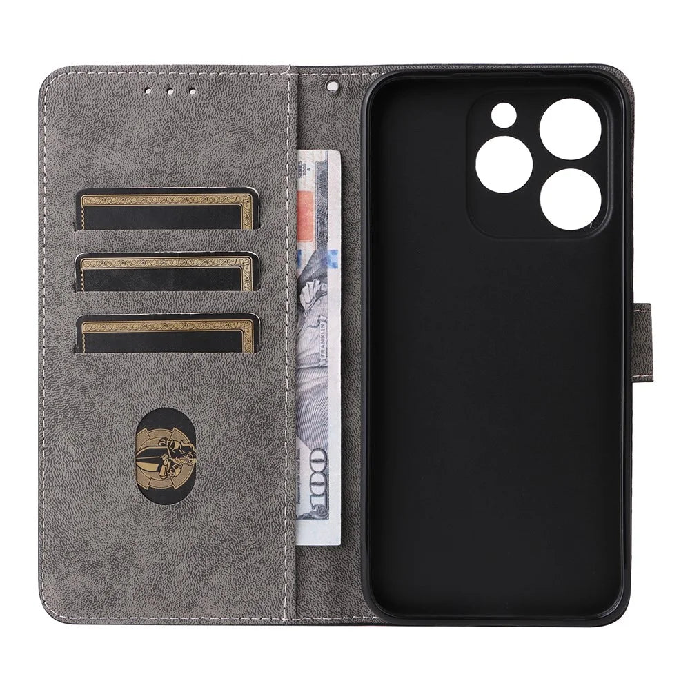 For Realme 15T 5G Case Wallet RFID Blocking PU Leather Phone Cover Stand with Strap - Black - 3