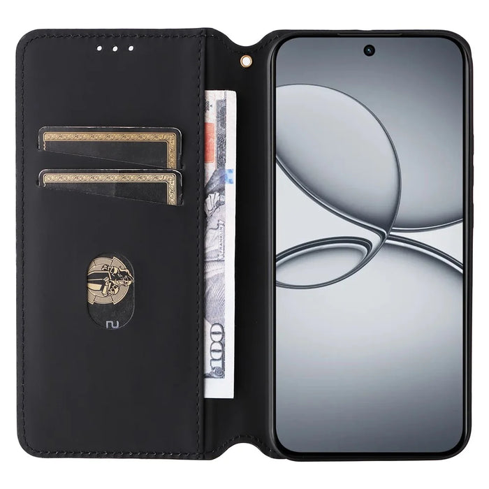 For Realme 15T 5G Case Wallet Rhombus Imprinted Leather Phone Cover - Red - 2