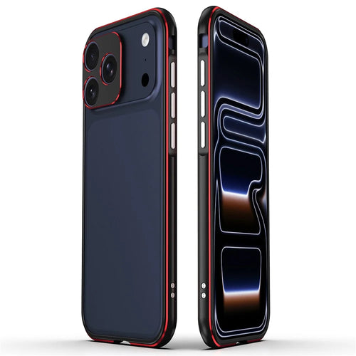 For iPhone 17 Pro Max Bumper Case No-Back Phone Frame Cover with Lens Protection - Black / Red - 1