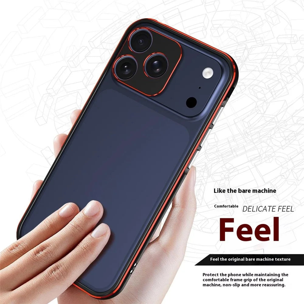 For iPhone 17 Pro Max Bumper Case No-Back Phone Frame Cover with Lens Protection - Black / Red - 3