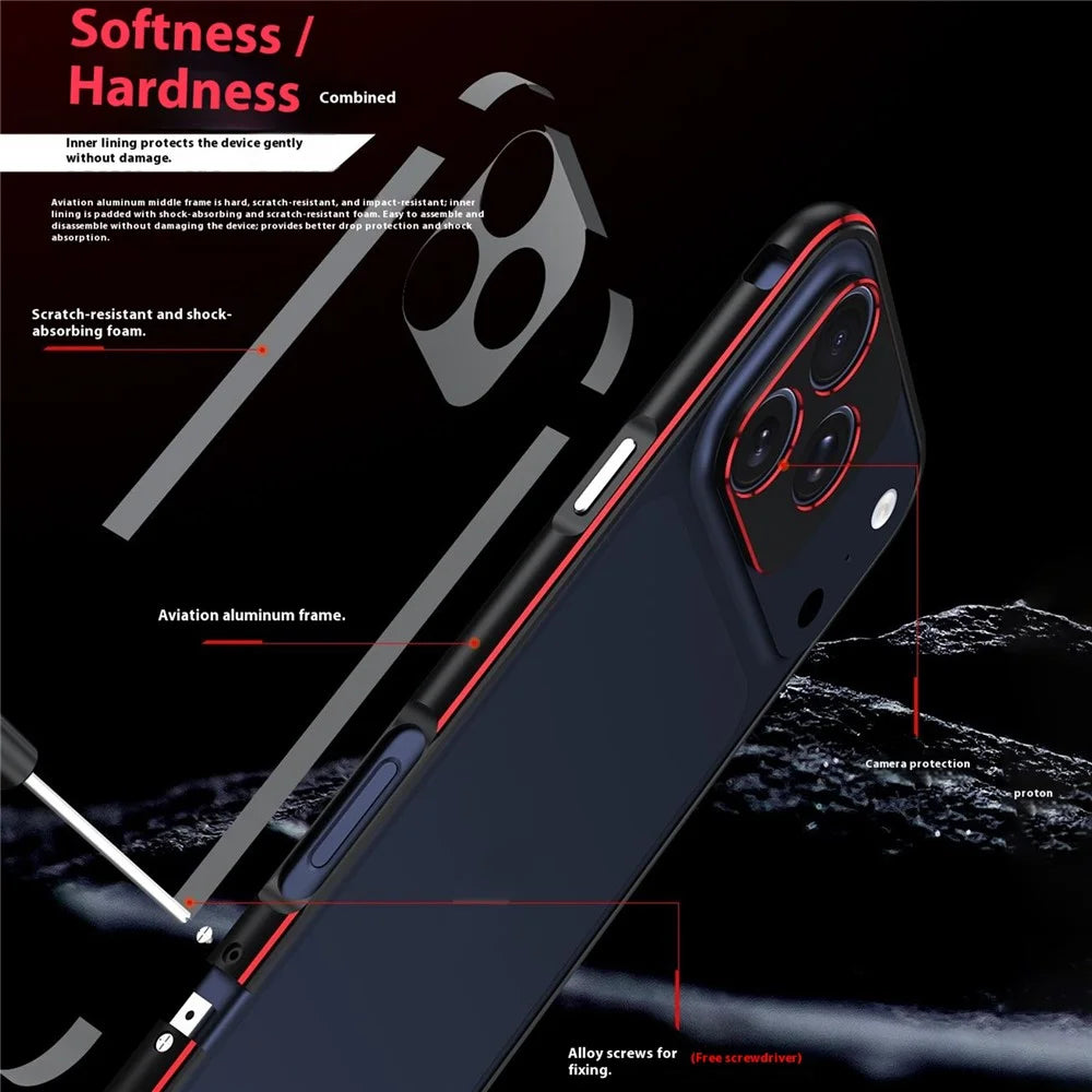 For iPhone 17 Pro Max Bumper Case No-Back Phone Frame Cover with Lens Protection - Black / Red - 6
