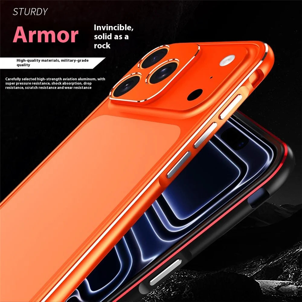 For iPhone 17 Pro Bumper Case No-Back Phone Frame Cover with Lens Protection - Black / Red - 7