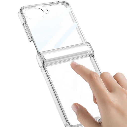 GKK For Samsung Galaxy Z Flip7 5G Case Magnetic Hinge Airbag Hard PC Phone Cover with Tempered Glass Film - Transparent - 2