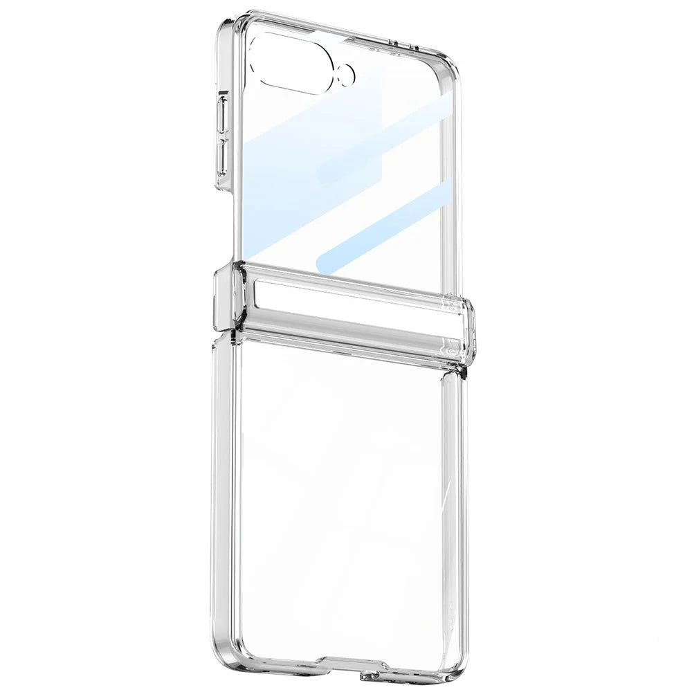 GKK For Samsung Galaxy Z Flip7 5G Case Magnetic Hinge Airbag Hard PC Phone Cover with Tempered Glass Film - Transparent - 3