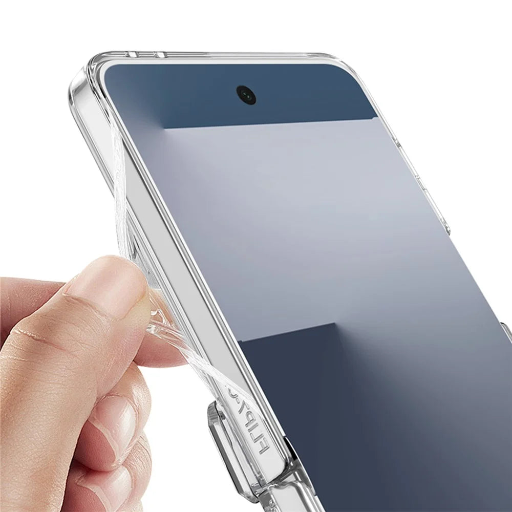 GKK For Samsung Galaxy Z Flip7 5G Case Magnetic Hinge Airbag Hard PC Phone Cover with Tempered Glass Film - Transparent - 5