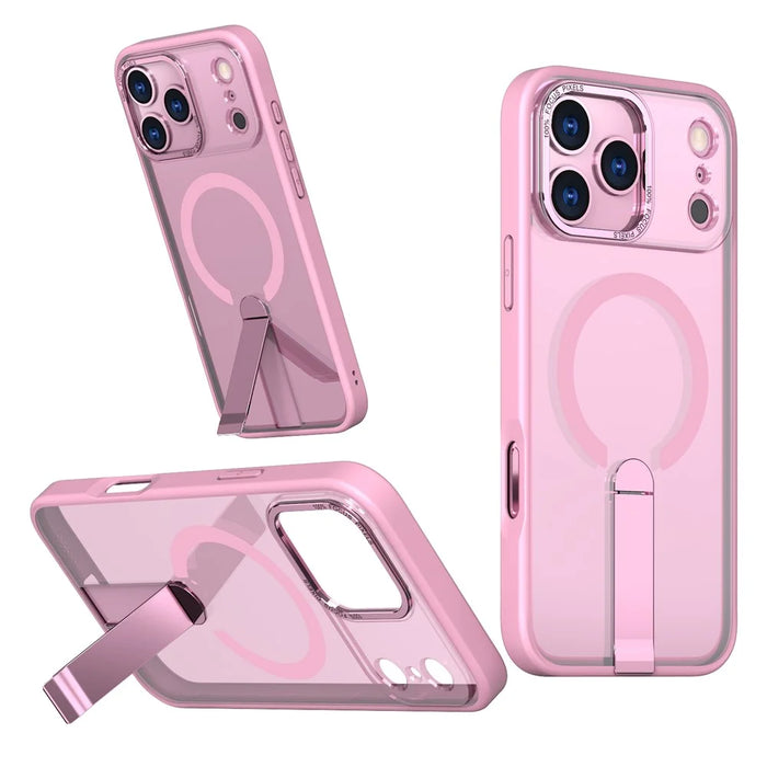 For iPhone 17 Pro Case Compatible with MagSafe Kickstand TPU + Acrylic Phone Cover - Pink - 2