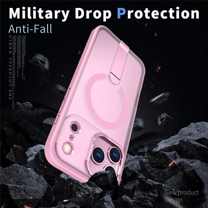 For iPhone 17 Pro Case Compatible with MagSafe Kickstand TPU + Acrylic Phone Cover - Pink - 4