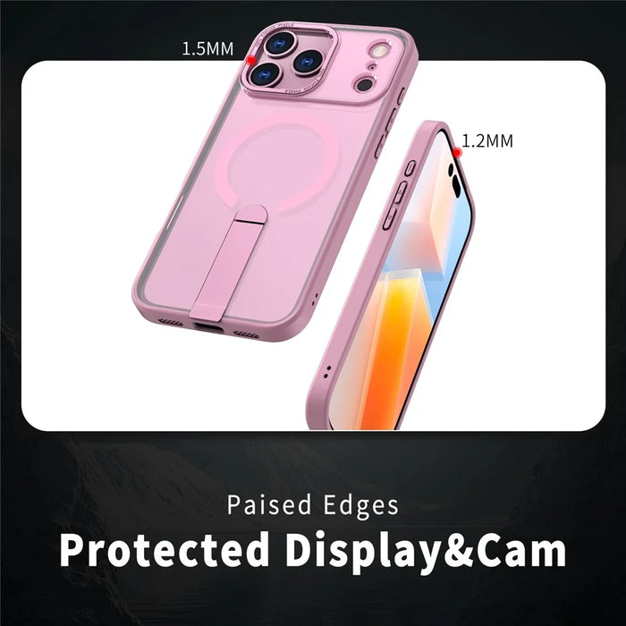 For iPhone 17 Pro Case Compatible with MagSafe Kickstand TPU + Acrylic Phone Cover - Pink - 5