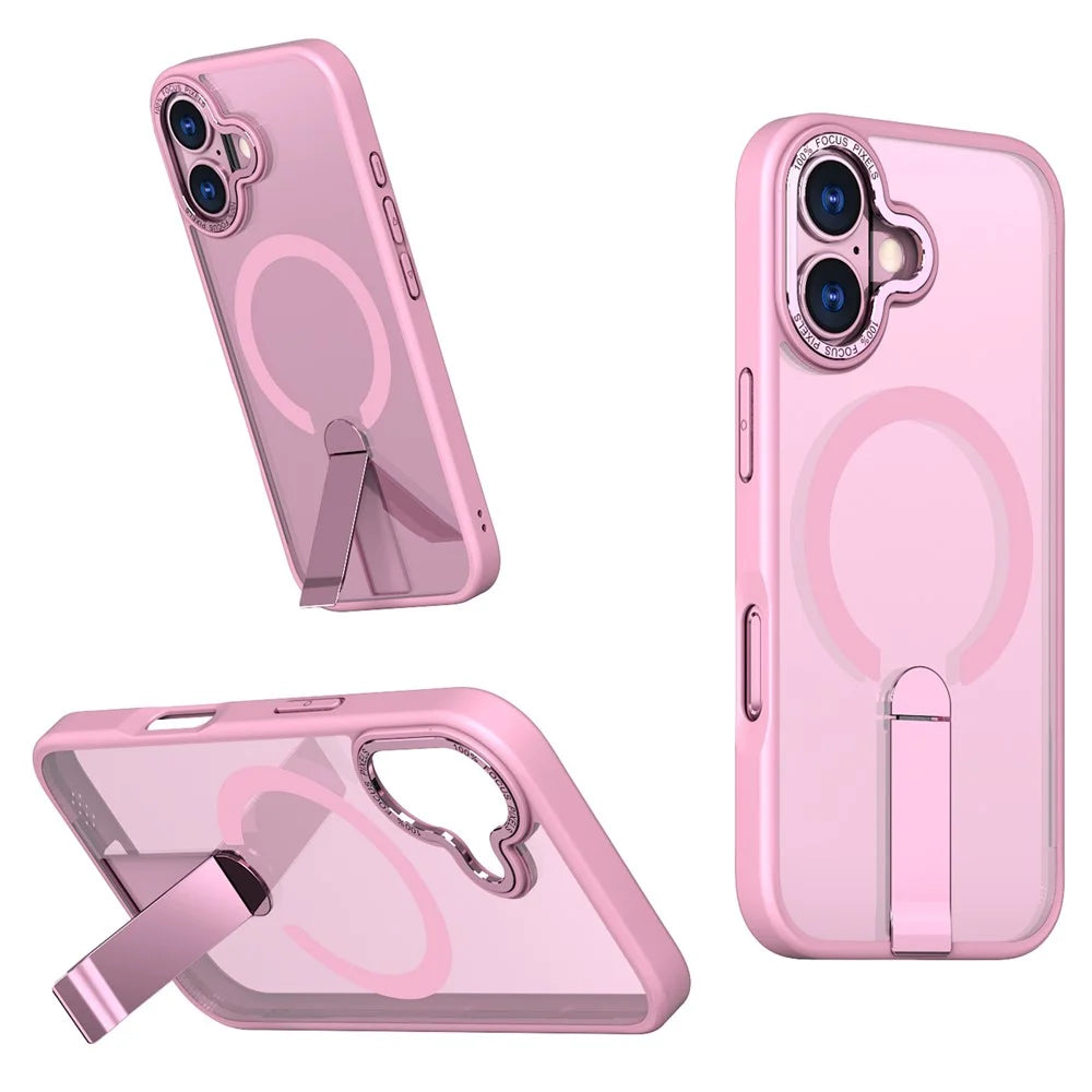 For iPhone 17 Case Compatible with MagSafe Kickstand TPU + Acrylic Phone Cover - Pink - 1
