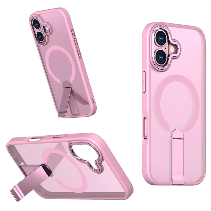 For iPhone 17 Case Compatible with MagSafe Kickstand TPU + Acrylic Phone Cover - Pink - 1