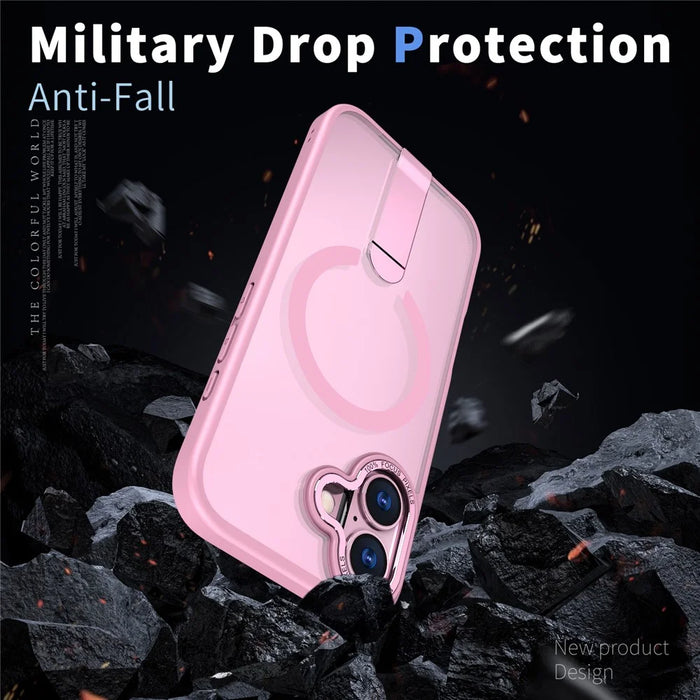For iPhone 17 Case Compatible with MagSafe Kickstand TPU + Acrylic Phone Cover - Pink - 3