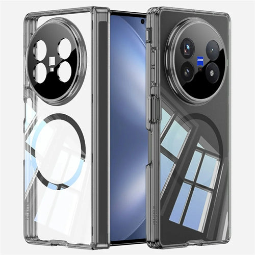 GKK For vivo X Fold5 5G Magnetic Case Hinge Protection Clear TPU Phone Cover - Transparent Black - 1