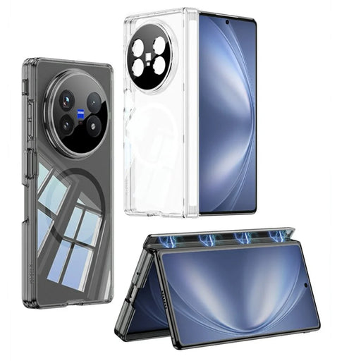 GKK For vivo X Fold5 5G Magnetic Case Hinge Protection Clear TPU Phone Cover - Transparent Black - 2