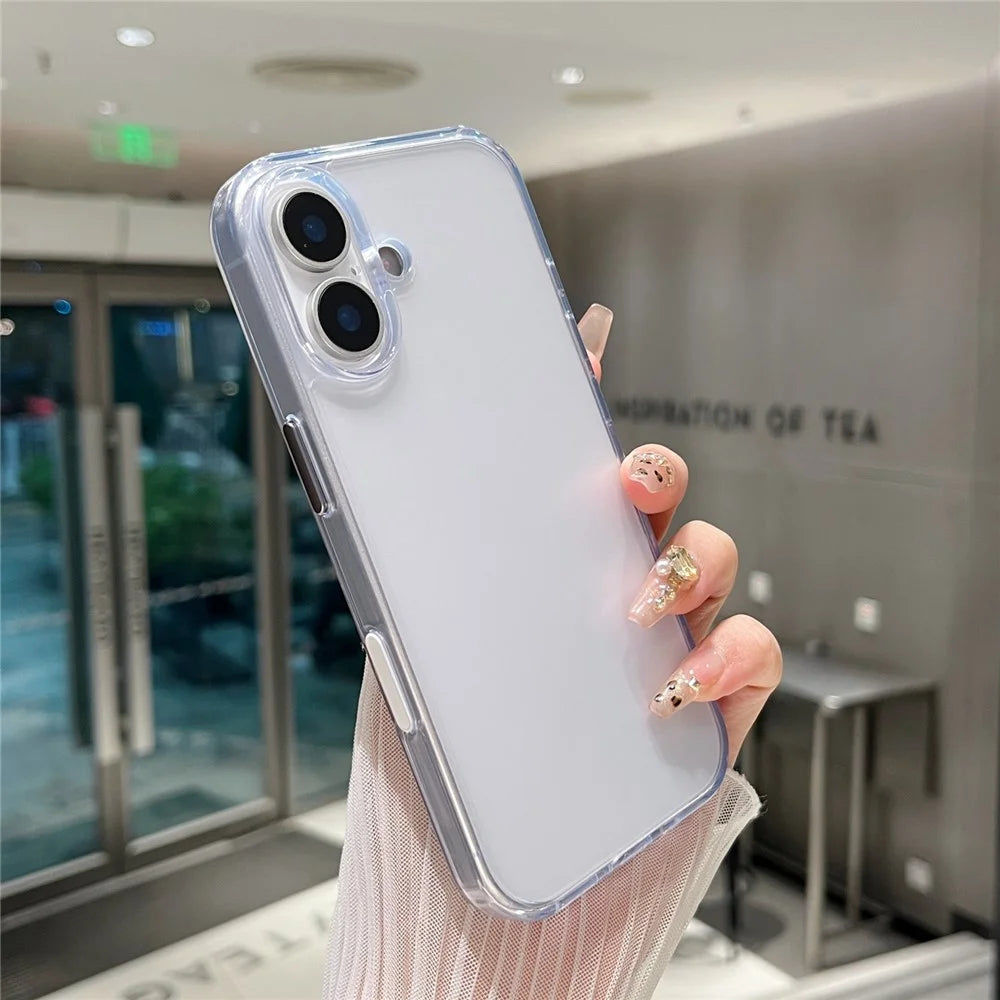 For iPhone 17 Clear Case Shockproof PC + TPU Matte Phone Cover - 3