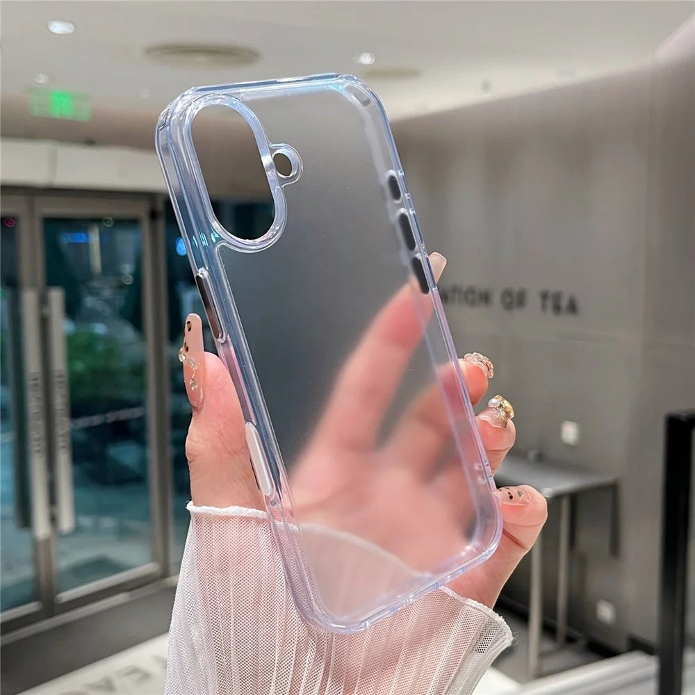For iPhone 17 Clear Case Shockproof PC + TPU Matte Phone Cover - 7