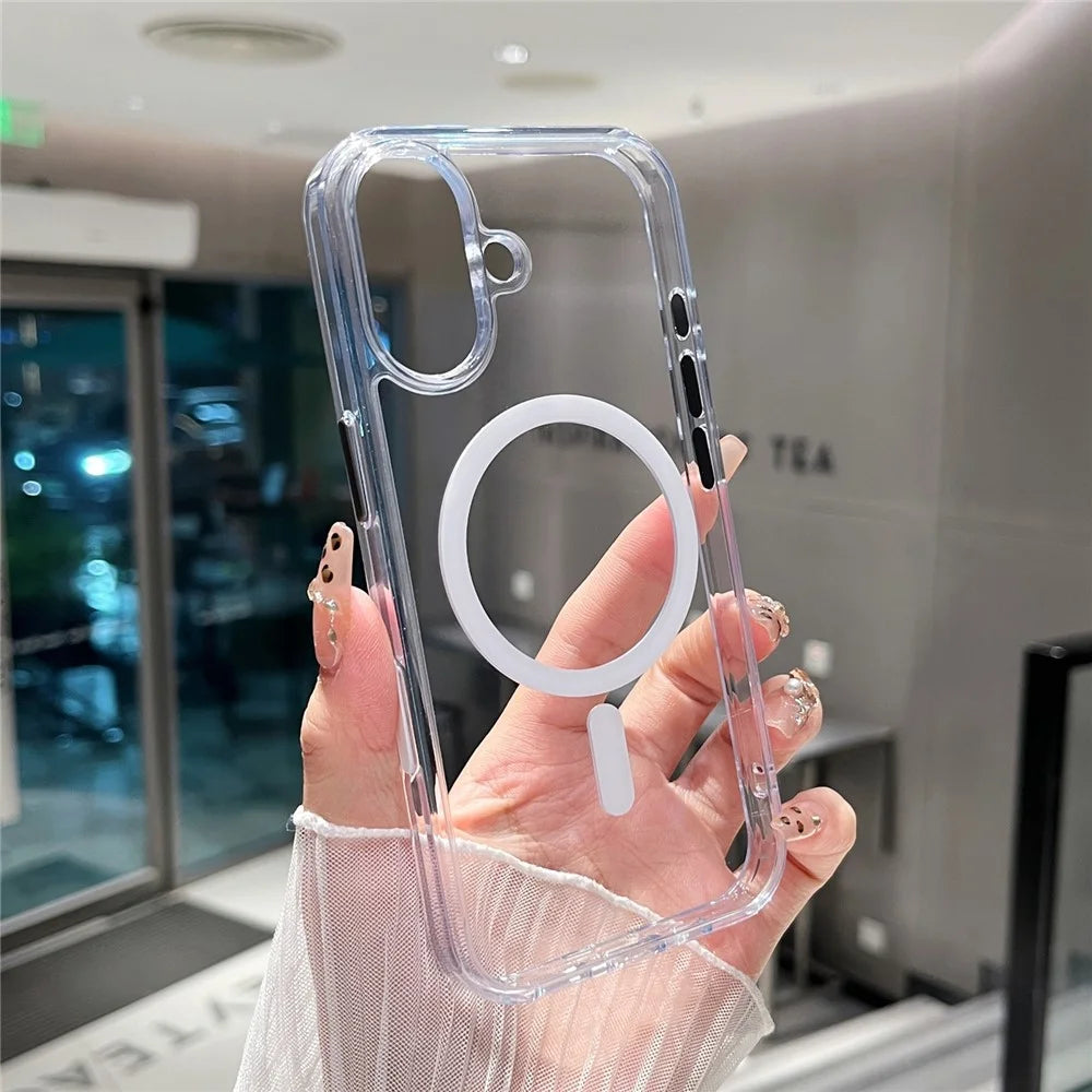 For iPhone 17 Magnetic Clear Case PC +TPU Hybrid Phone Cover Compatible with MagSafe - 2
