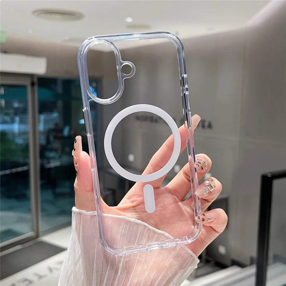 For iPhone 17 Magnetic Clear Case PC +TPU Hybrid Phone Cover Compatible with MagSafe - 3