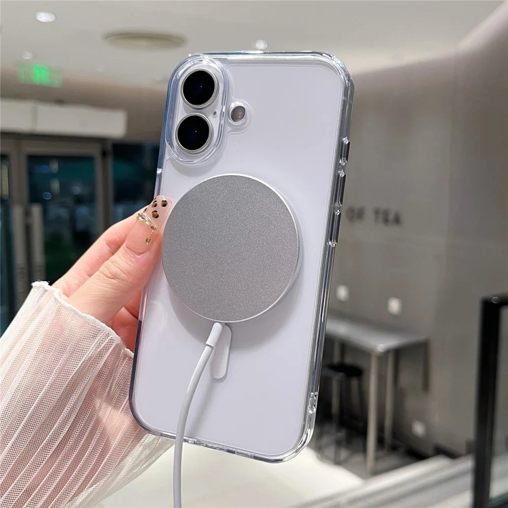 For iPhone 17 Magnetic Clear Case PC +TPU Hybrid Phone Cover Compatible with MagSafe - 5