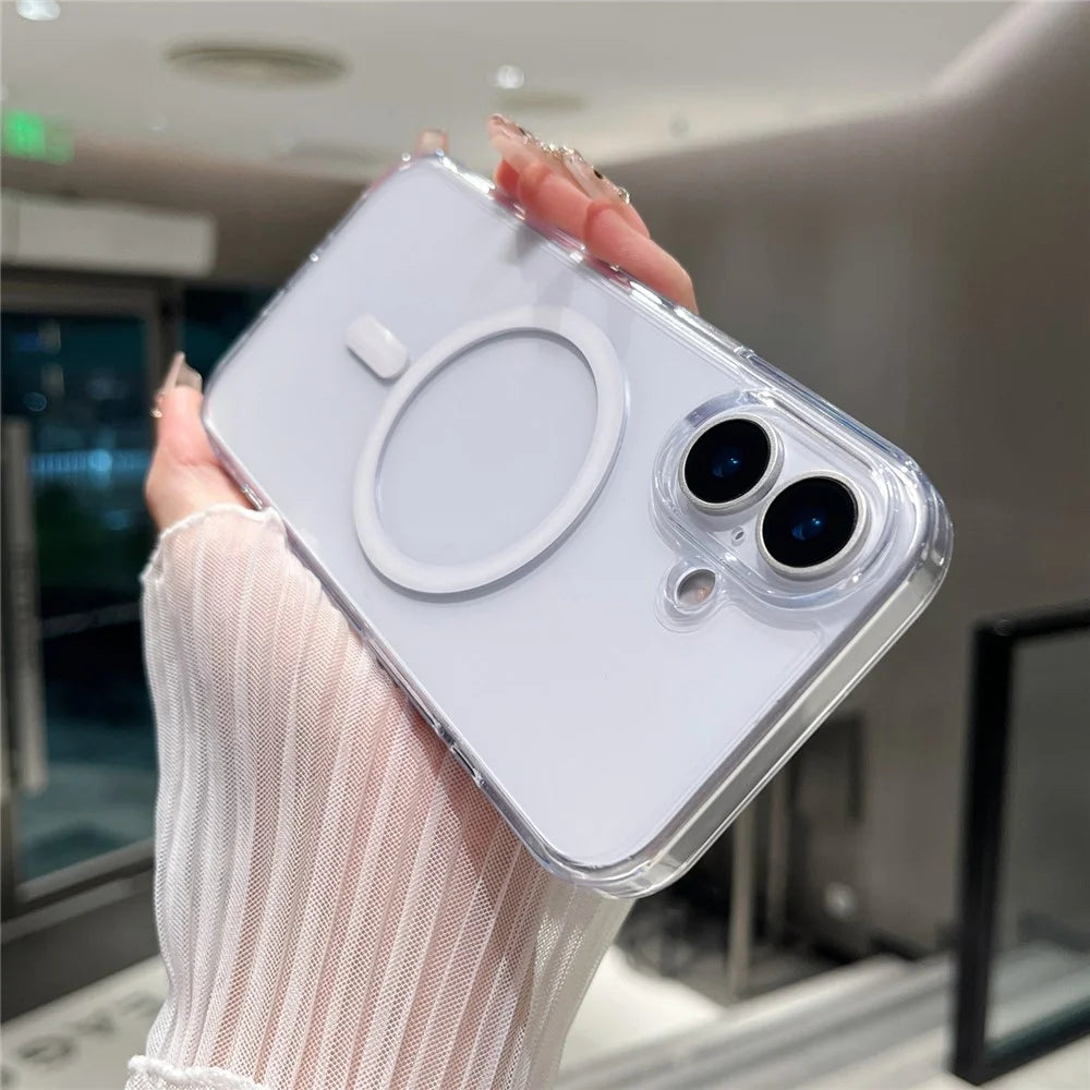 For iPhone 17 Magnetic Clear Case PC +TPU Hybrid Phone Cover Compatible with MagSafe - 6