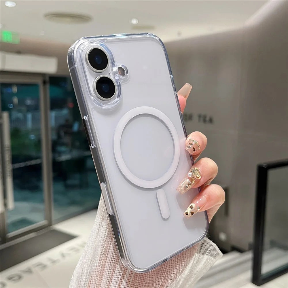 For iPhone 17 Magnetic Clear Case PC +TPU Hybrid Phone Cover Compatible with MagSafe - 7