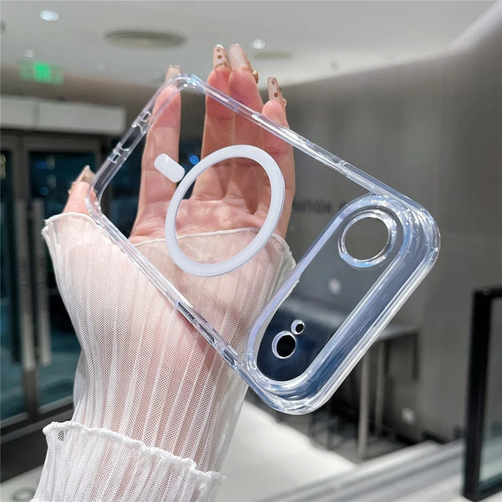 For iPhone Air Magnetic Clear Case PC +TPU Hybrid Phone Cover Compatible with MagSafe - 4