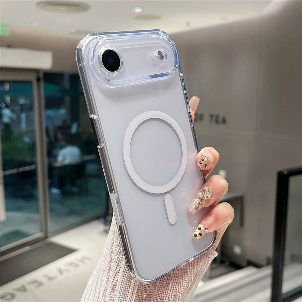For iPhone Air Magnetic Clear Case PC +TPU Hybrid Phone Cover Compatible with MagSafe - 5