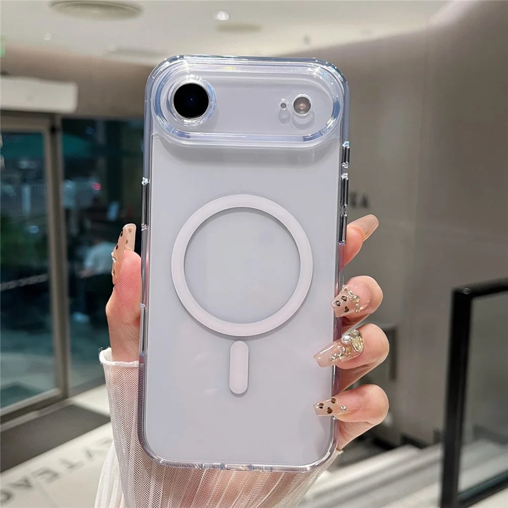 For iPhone Air Magnetic Clear Case PC +TPU Hybrid Phone Cover Compatible with MagSafe - 6